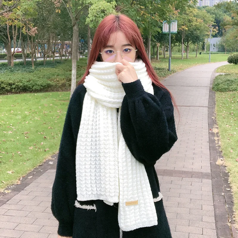 

2021 Ladies Autumn and Winter Korean Style Scarf Thick Warm Woolen Yarn Knitting Student Japanese Couple Bib Shawl