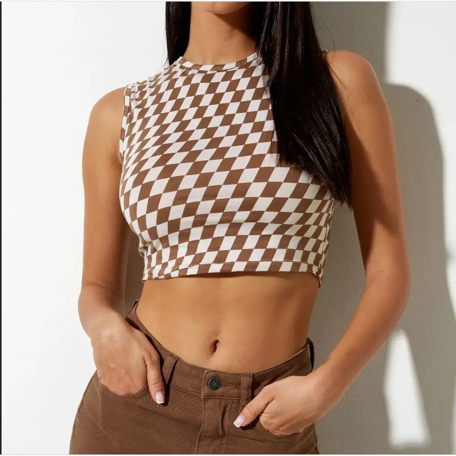 2021 летние женские Майки Вышивка с ангелом/ромбовидным принтом без рукавов