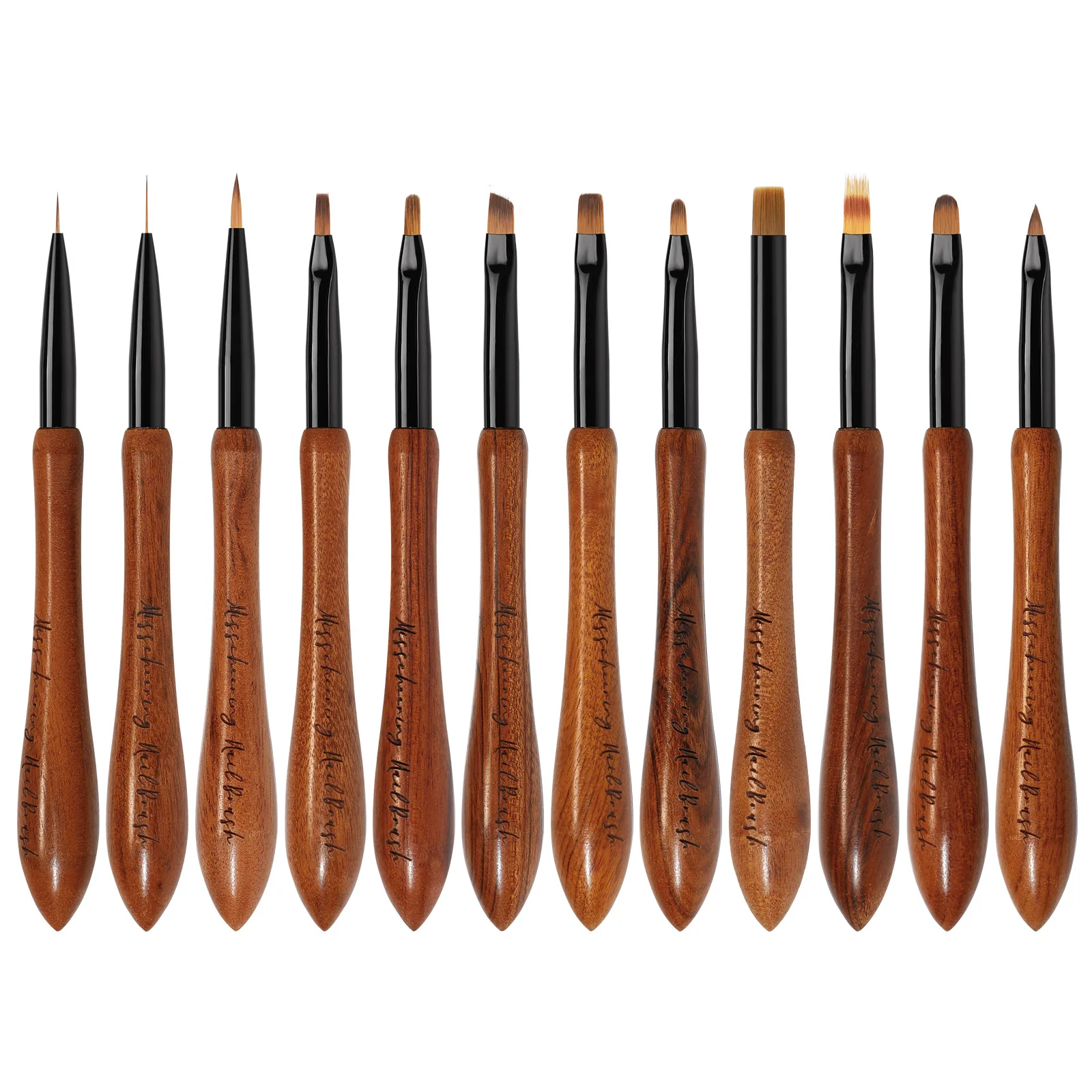 

1Pcs Multifunction Carved Walnut Wood And SandalWood Pole Draw Line Flower Hook Line Painted Gradient Smudge Nail Art Gourd Pen