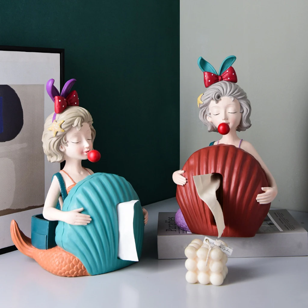 

Nordic 3D Girl Figurine Tissue Box Napkin Holder Container Office Decoration