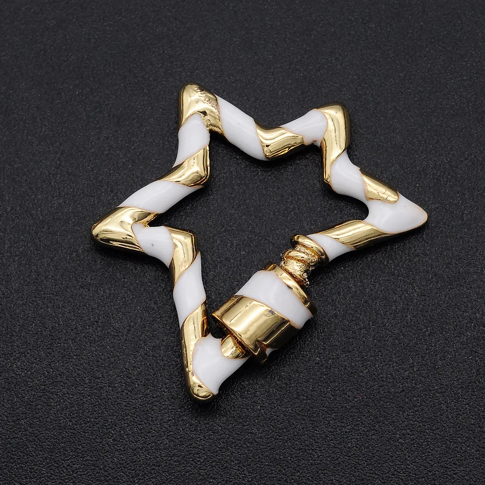 

Copper Micro-inlaid Dripping Oil Jewelry Five-pointed Star Screw Buckle Diy Color Geometric Star Pendant Jewelry Accessories
