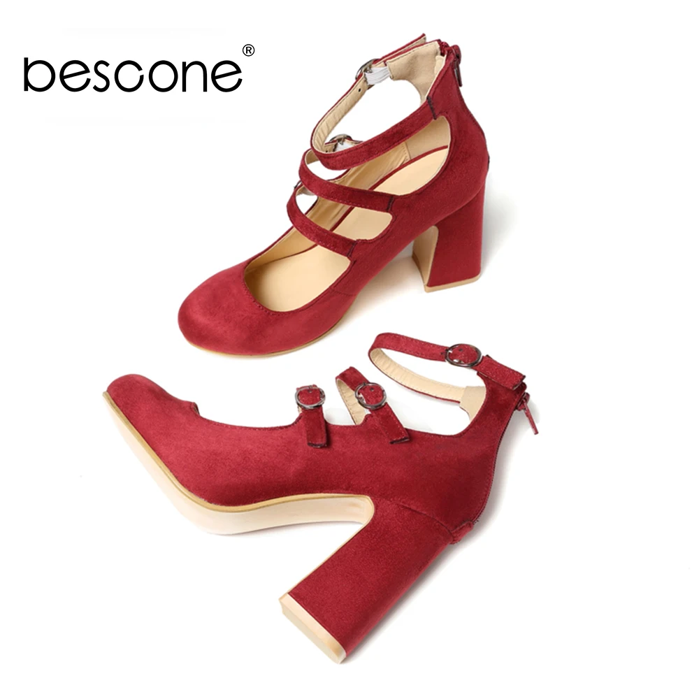BESCONE/Новые модные женские туфли-лодочки Туфли с круглым носком на очень высоком