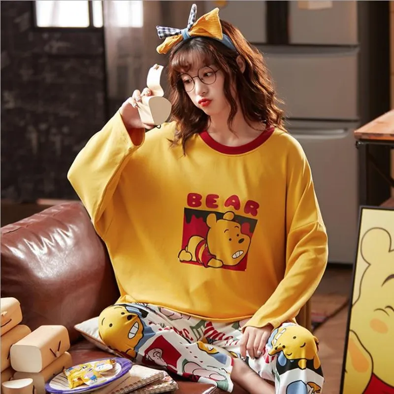 Japan Anime Autumn Cotton Pajamas for Women Cute Night Sleepwear Chibi Maruko-chan Female Pijamas Suit Long Sleeve Pyjama Mujer