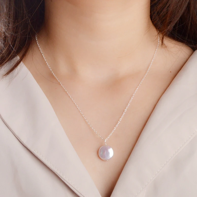 Женский кулон из серебра 925 пробы с натуральным жемчугом 12-13 мм | Украшения и