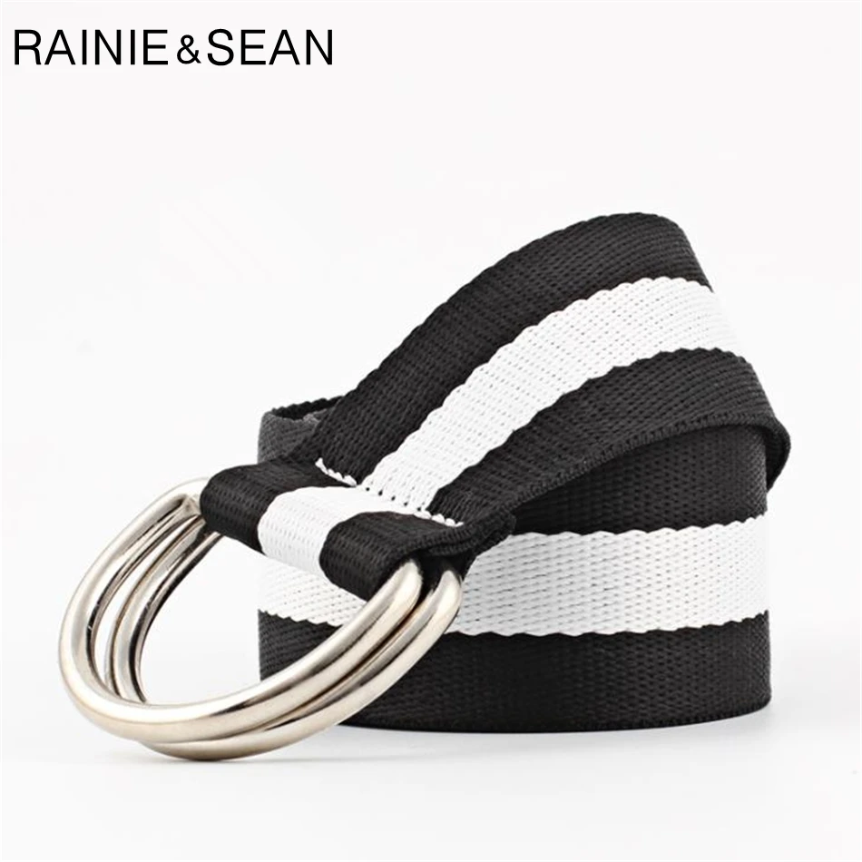Цветной женский холщовый ремень RAINIE SEAN с двумя кольцами для джинсов новинка 2021