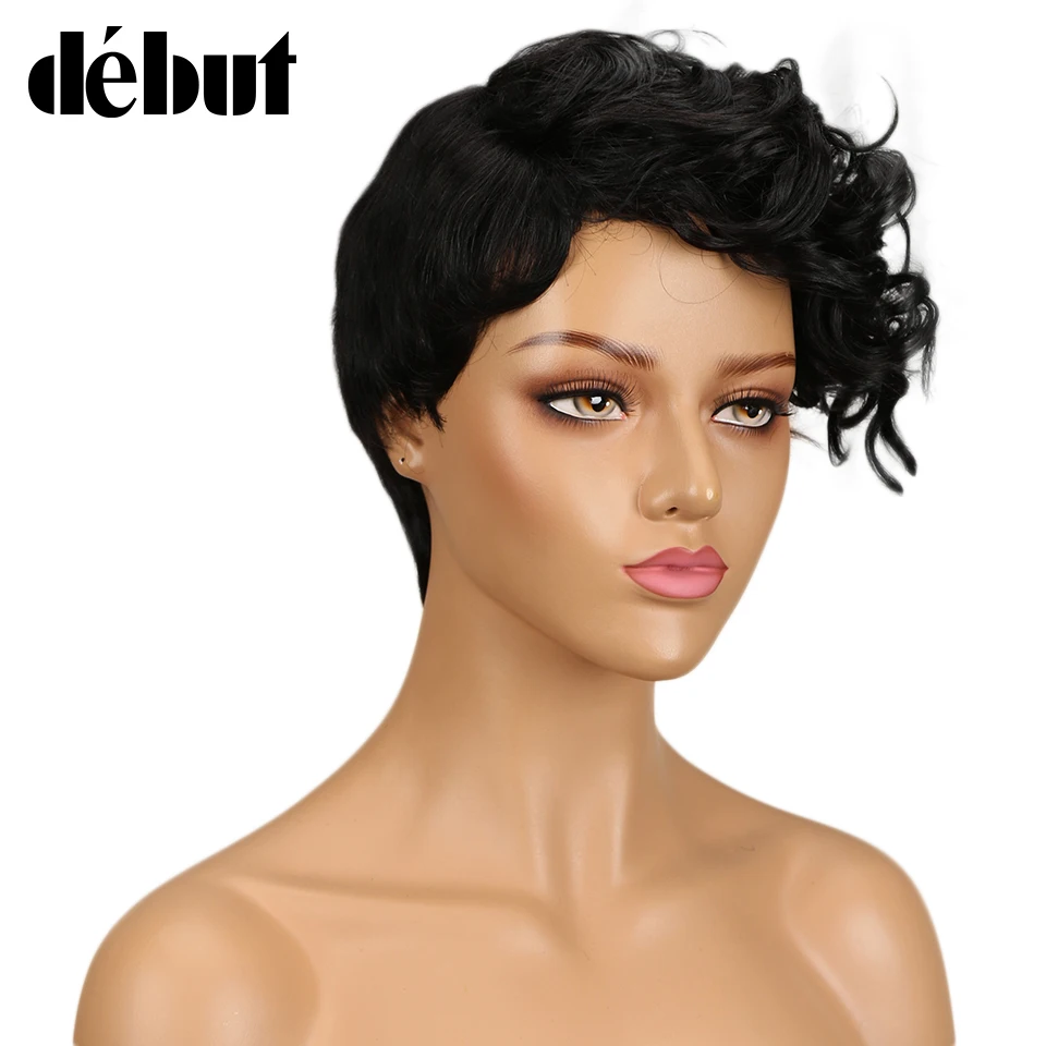 Дебютные парики из человеческих волос для чернокожих женщин модные вьющиеся