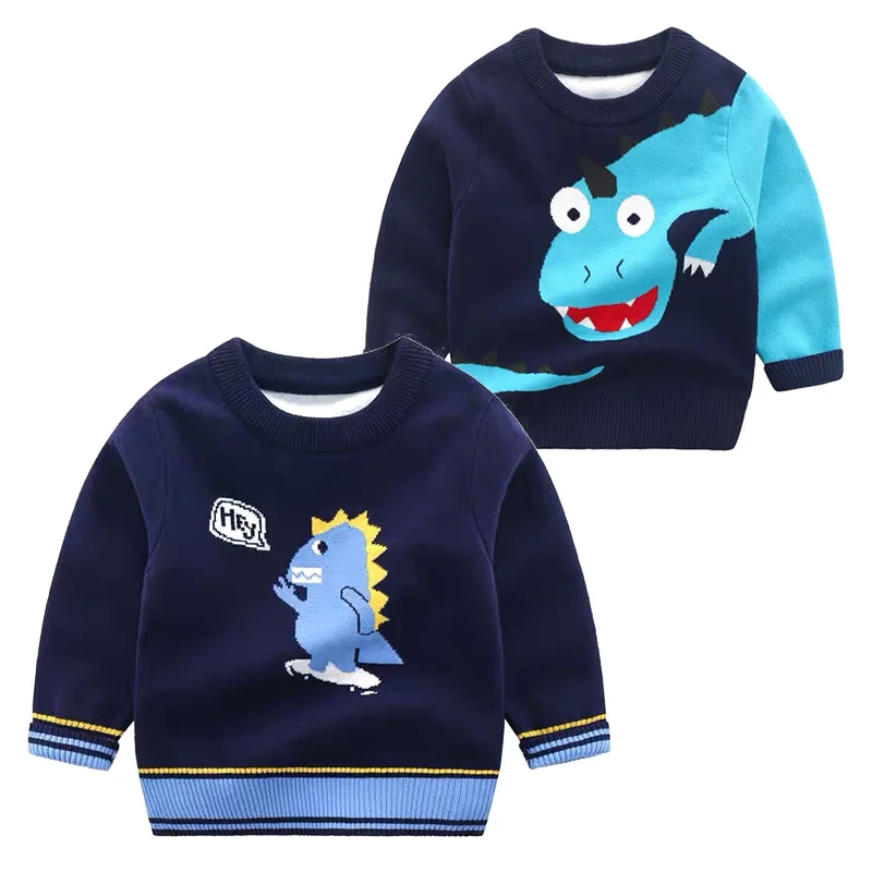 

Cute Dinosaur Boys Sweaters Spring Fall Pullover Cotton Knitted Wear Kids Clothes Long Sleeve