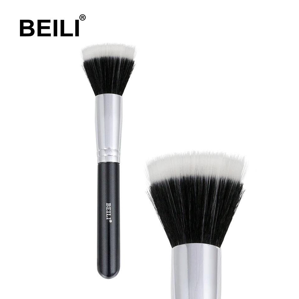 Black 125 BEILI основа для макияжа, плоский контур, крем, пудра, румяна, форма лица, одиночные синтетические волосы, черные кисти для макияжа - Handle Color: Black 125
