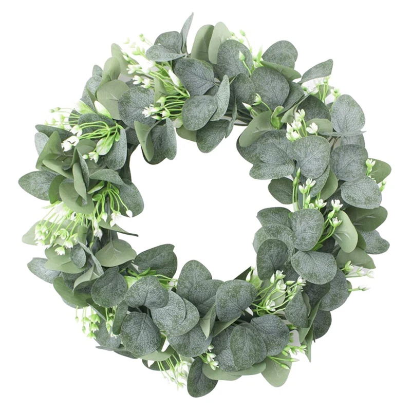 

Artificial Eucalyptus Wreath for Front Door Wall Window Wedding Party Spring Summer Farmhouse Garden Home Decor