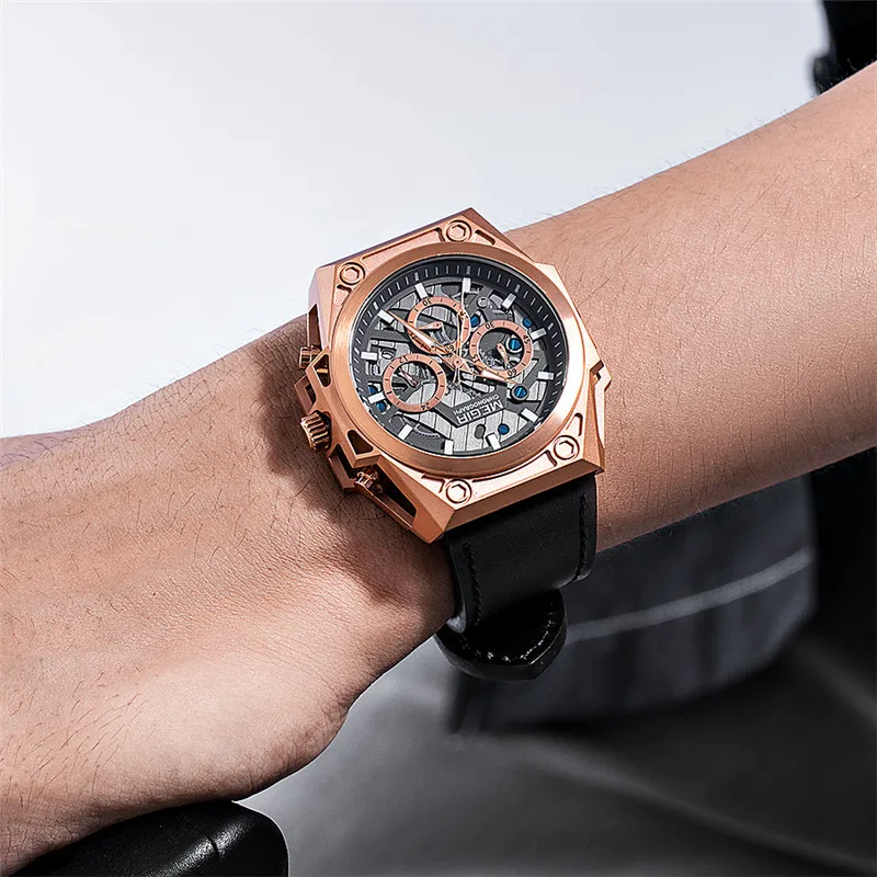 Мужские часы MEGIR водонепроницаемые военные с хронографом роскошные Брендовые