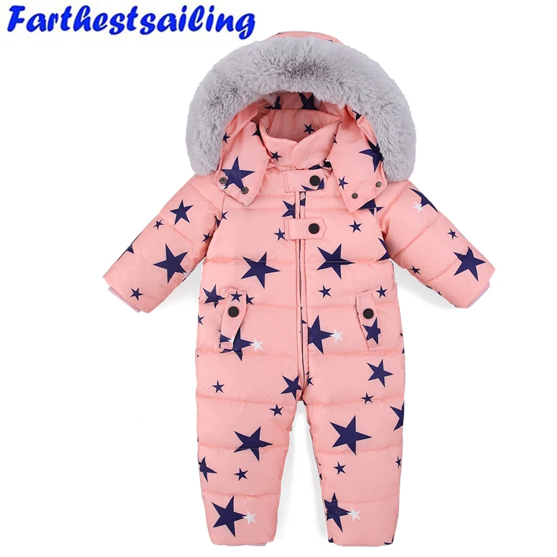 Новинка Пуховик на утином пуху детский зимний комбинезон для девочек и мальчиков