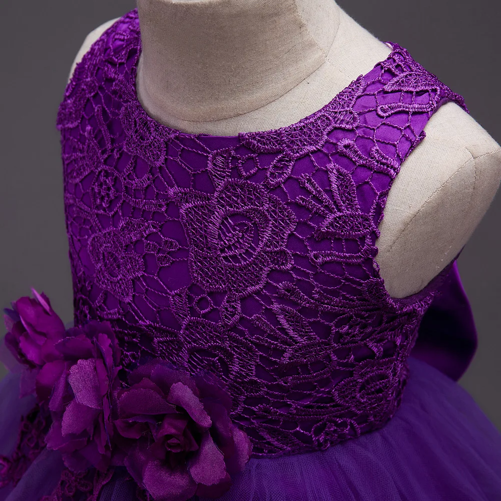 Детская одежда Летнее вязаное платье без рукавов для девочек Платье с цветочным