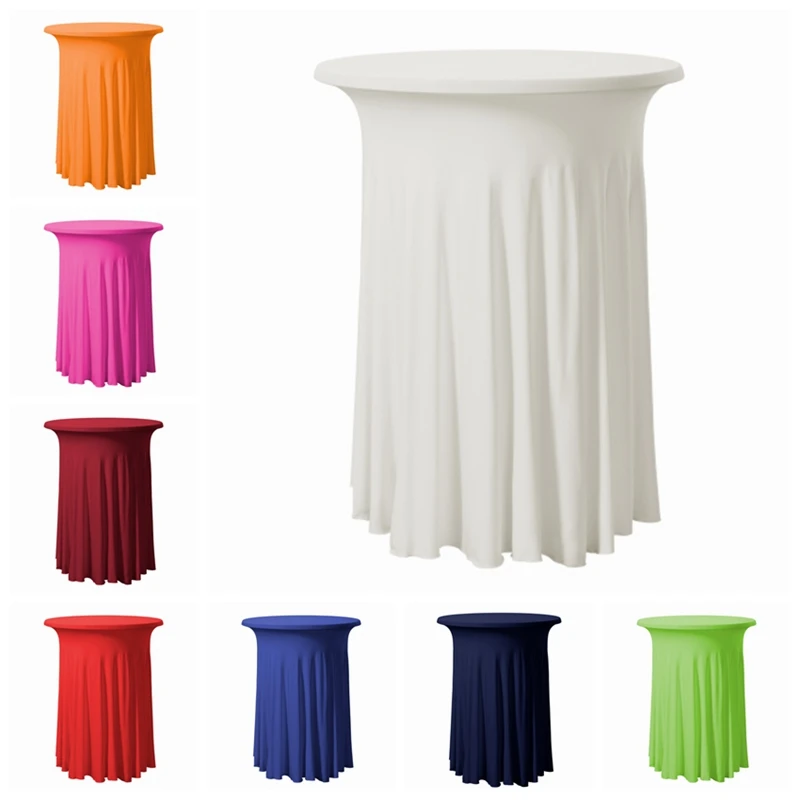 

Ruffled Lycra Spandex Cocktail Table Cover Wedding Table Cloth Festival Event Decoration