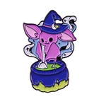 Брошь на булавке Kawaii, волшебник, ведьма, розовая летучая мышь, значок для размешивания зелья, аксессуары для Хэллоуина