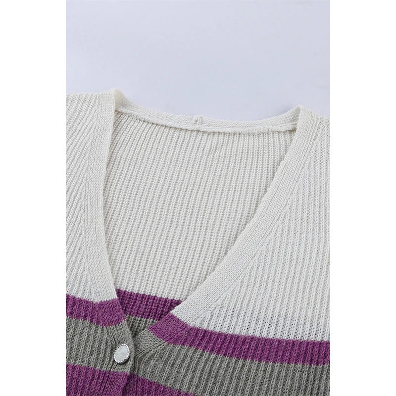 

2020 Sexy White V Neck Button Closure Colorblock Knit Plus Size Sweater Pull Femme Hiver Ropa De Mujer Winter Clothes Women 2XL