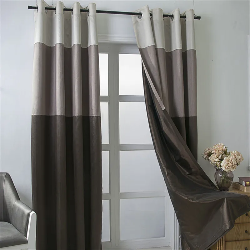 

1 Panel 3 Colors Stitching Pattern Grommet Type Blackout Curtain with Lining for Door Kitchen,Bedroom Living Room 8JL803