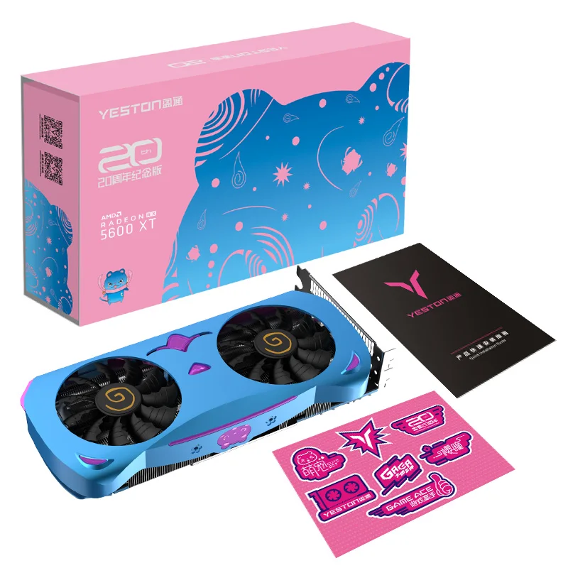 Видеокарта Yeston Radeon RX5600XT 6G D6 MA внешняя графическая карта 6 ГБ/192 бит/GDDR6 7 нм игровой