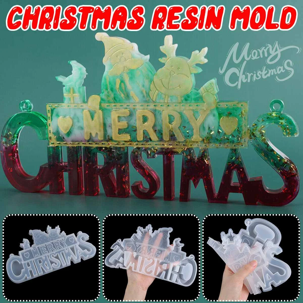 

DIY Christmas Tree Crystal Epoxy Resin Mold Christmas Decoration Santa Claus Elk Silione Mold for Home Decor Handmade Craft
