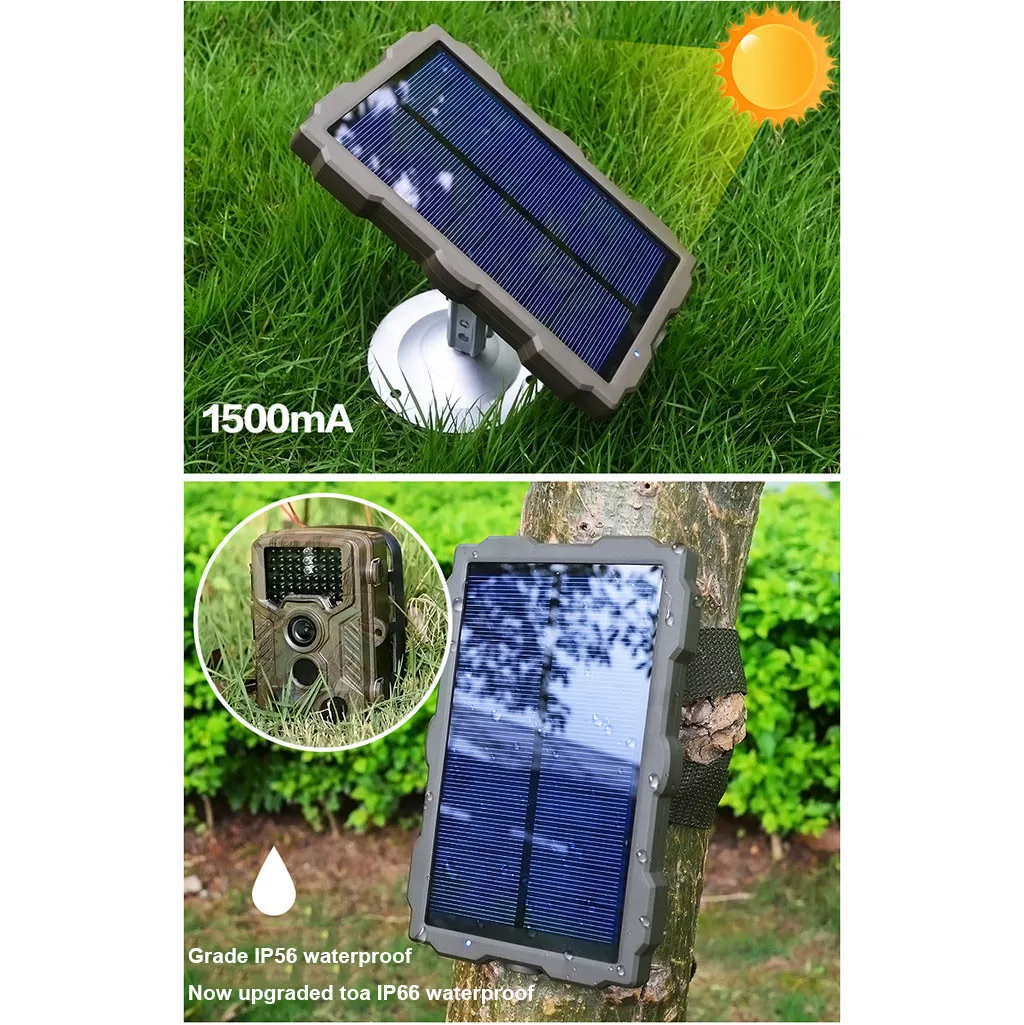 Панели солнечные 12v солнечное зарядное устройство power bank 1500 мАч Перезаряжаемые внутренняя литиевая Батарея 6V Панели солнечные для охоты Камера