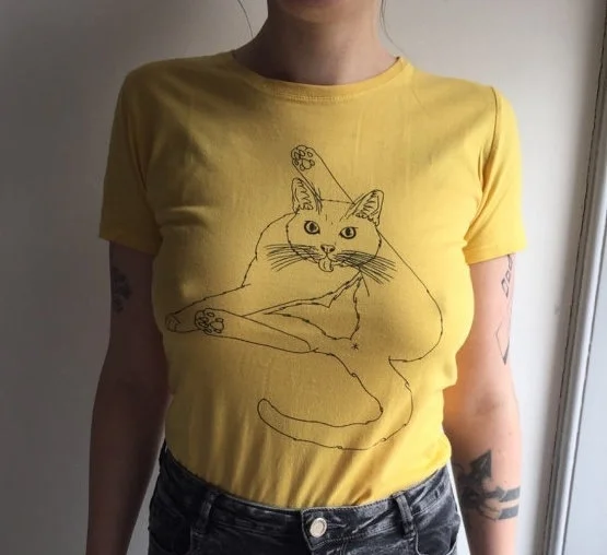 

Футболка Etsy женская с изображением кота, Модный повседневный топ из чистого хлопка, милый гранж, tumblr, в эстетике tumblrtees