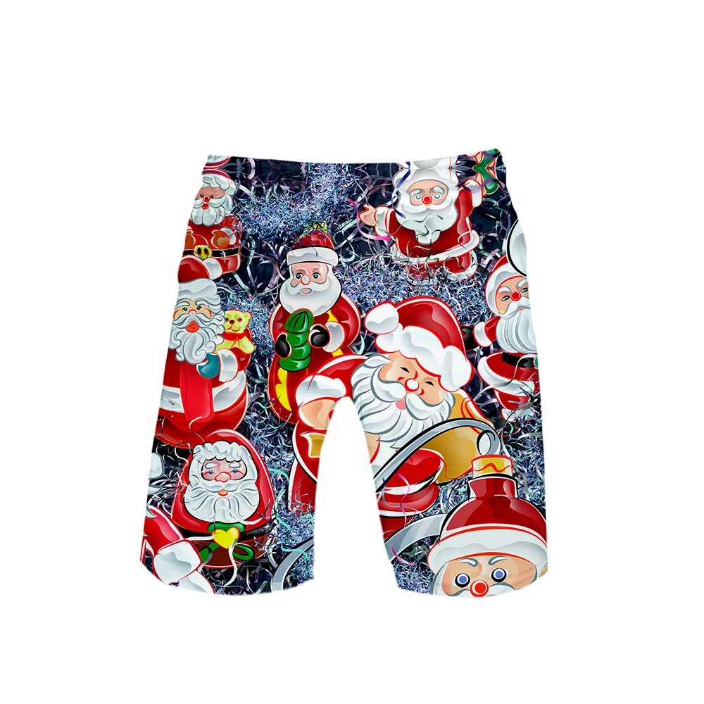 Летние мужские модные трендовые шорты Популярные Повседневные Шорты kpop Рождественский Западный народный праздник с принтом Санта Клауса
