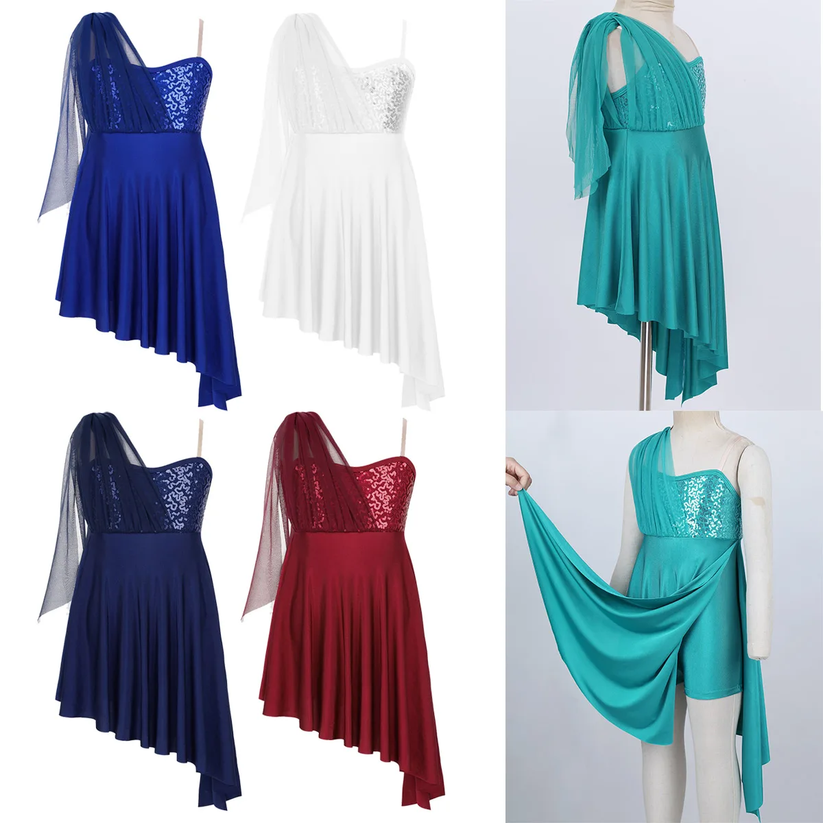 ChicTry/Детское платье для девочек с блестками разрезом сбоку асимметричным подолом