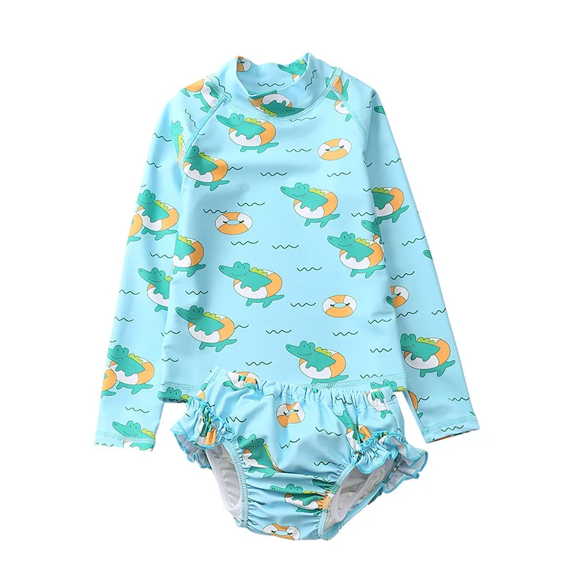 Детский купальный костюм для купания пеленки + длинный рукав Рашгард защита от