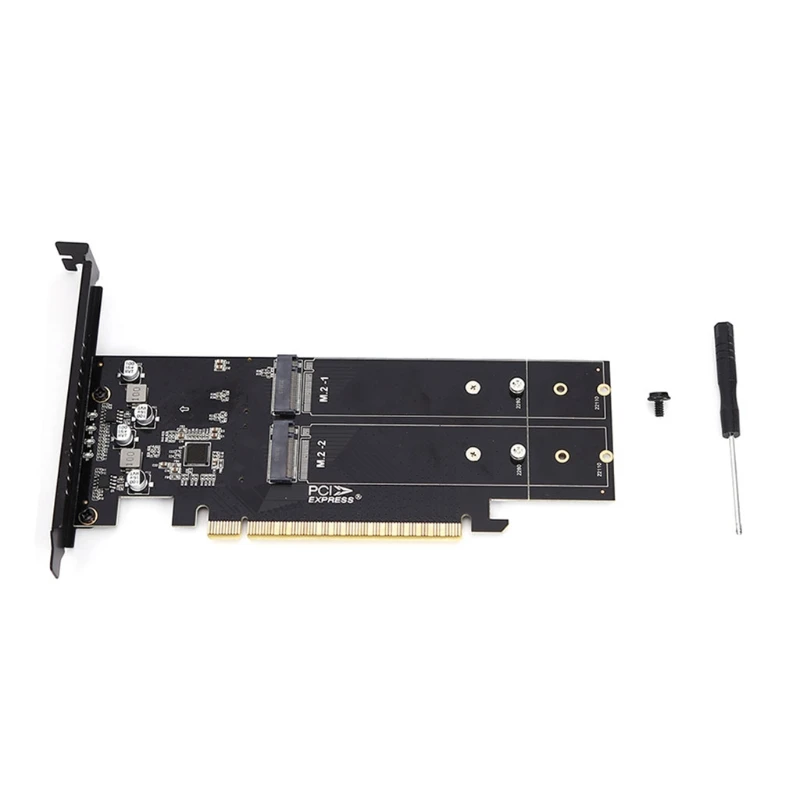 

M.2 PCIe X16 SSD Adapter 4 Bays NVMe to PCI Express 4.0 Adapter Soft Raid Card for 2280 22110 SSD D7WC