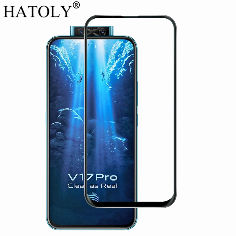 Protector de pantalla de vidrio templado para Vivo V17 Pro, cubierta completa para Vivo V17 Pro, pel&iacute;cula de borde curvo 3D, HATOLY, 2 uds.-0