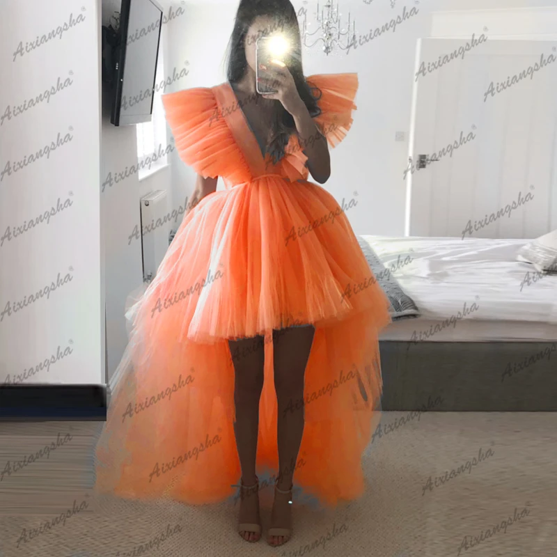 Великолепное пышное платье для выпускного вечера многослойное розовое Тюлевое