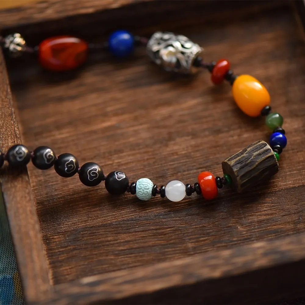 ?? ナチュラル小葉紫檀銀シルク瑞雲希望的観測ビーズサイズ約8ミリメートル天然ターコイズビーズ