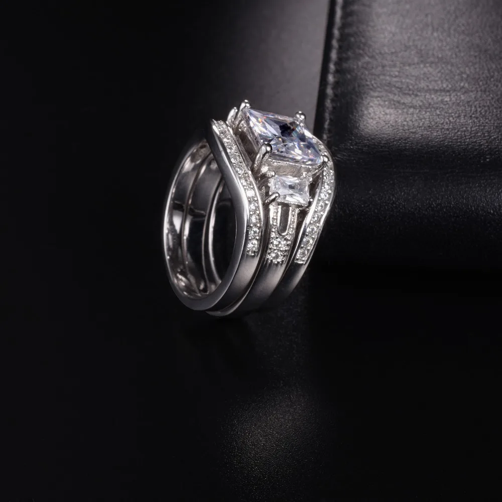 Роскошные комплекты колец из трех камней с имитацией бриллиантов 3 в 1