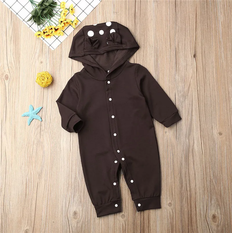 

2019 Newborn Baby Boys Girls Clothes Long Sleeve Hooded Romper Jumpsuit Playsuit Warm Autumn Winter Cartoon Hoodies Jumpsuit New