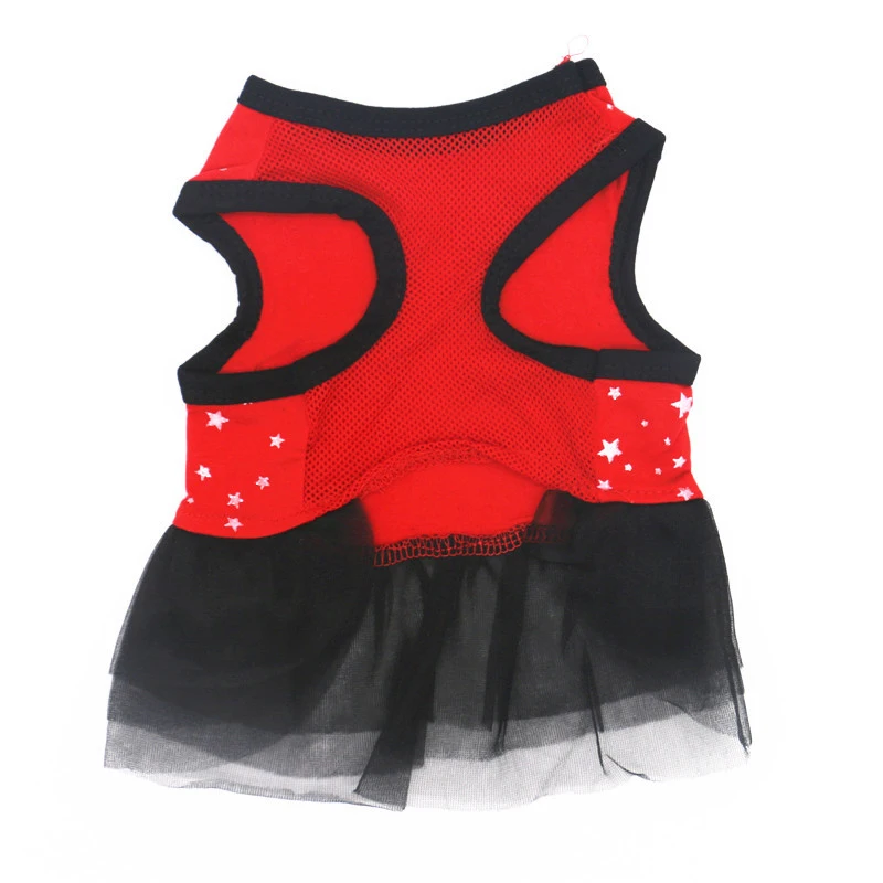 

Cute Star Print Double Layer Lace Pet Dress Summer Dog Dress Star Printed Mesh Fashion Soft Comfortable Puppy Dog Vest Dress