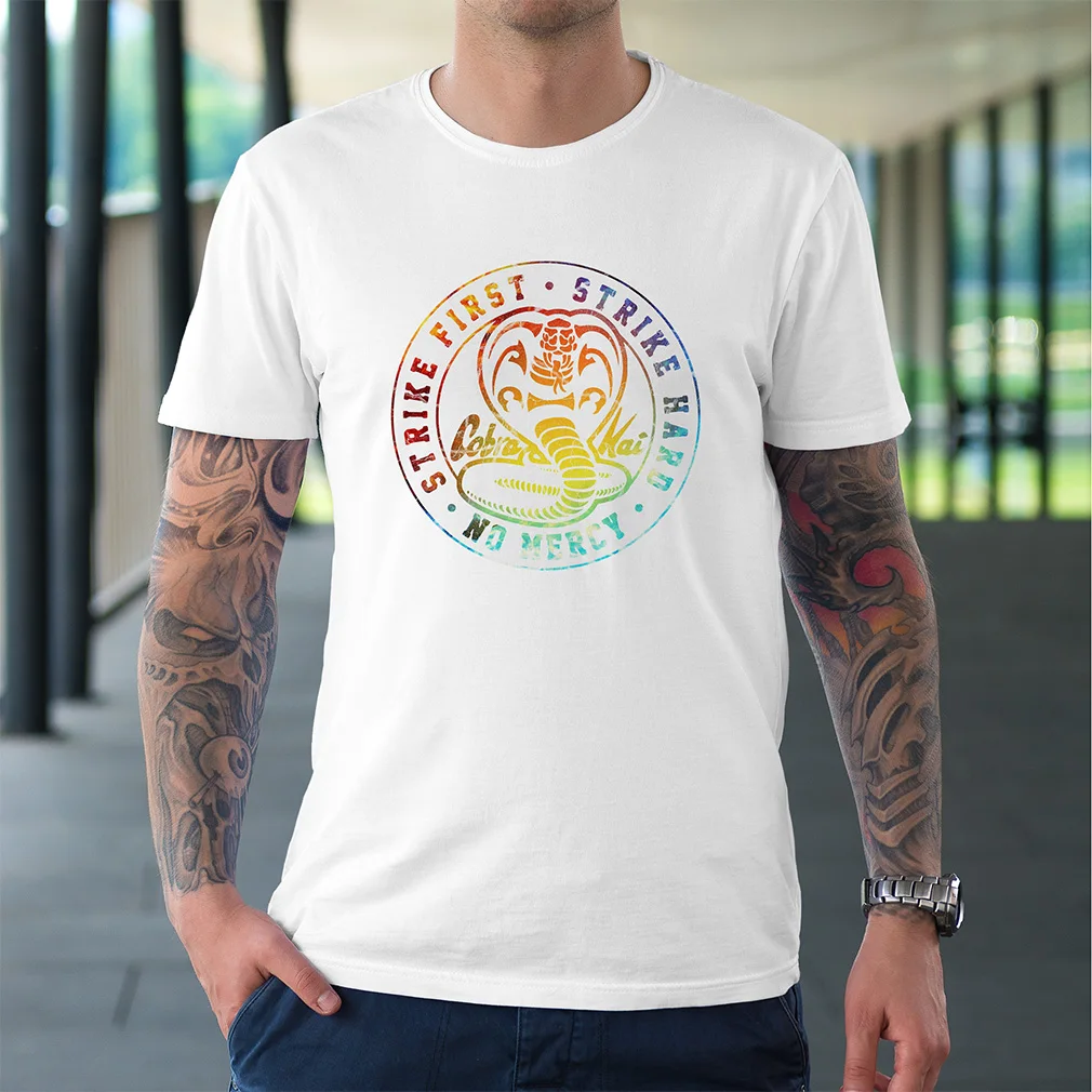 

Custom Made Cobra Kai The Karate Kid Tees Shirt Mens Plus Size Short Sleeved Cotton Black Crew T-Shirts