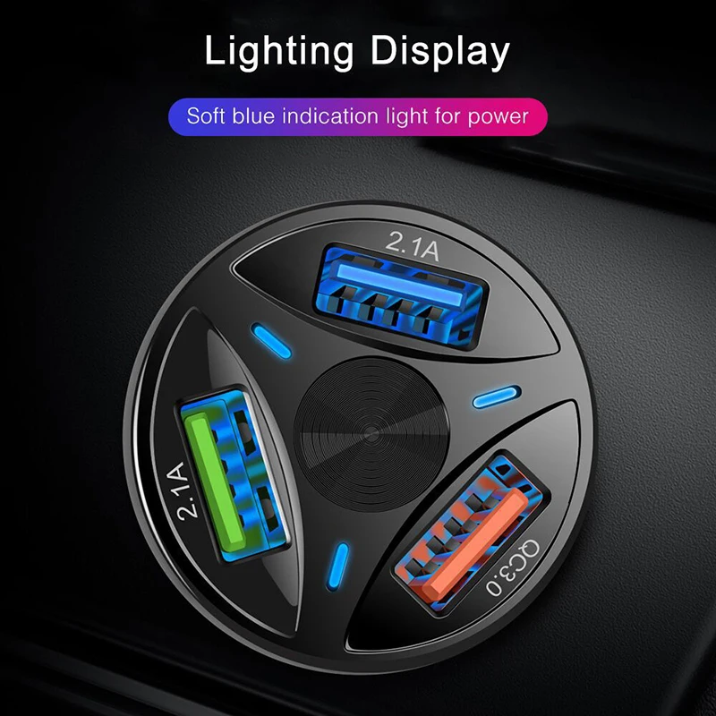 9V 12V смартфон на зарядных порта USB для автомобиля зарядное устройство QC с 3 портами