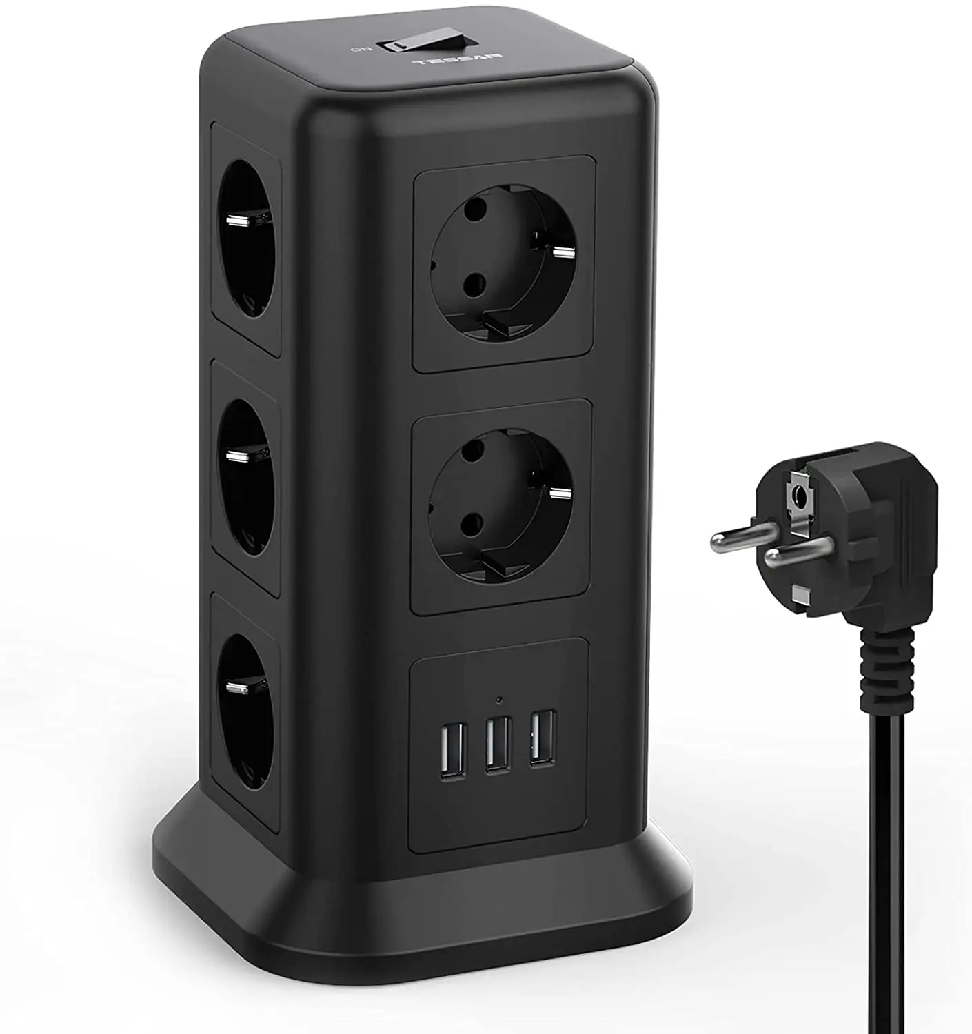 

Сетевой фильтр TESSAN с 11 розетками, несколько розеток С 3 USB-портами (3,1 а), выключатель питания и 2-метровый удлинитель для дома и офиса