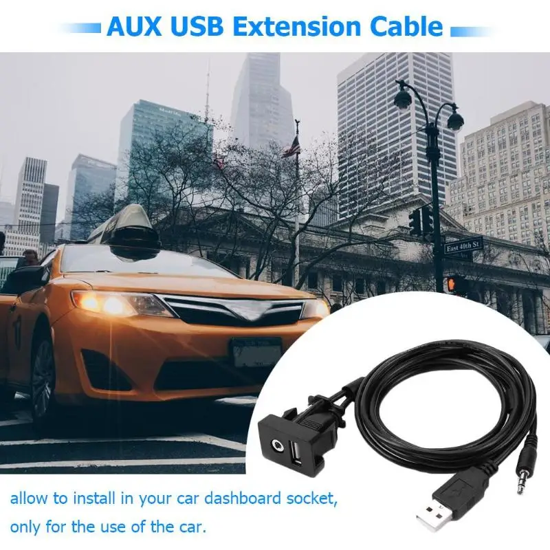 1 м Dash USB порт Панель 3 5 мм AUX удлинитель для Toyota Camry Corolla аудио разъем с поддержкой