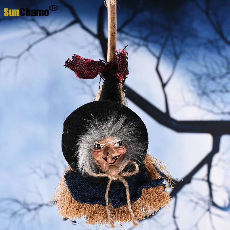 Halloween Decorations Witch Broom Pendant Lamp String Lantern Party Kindergarten Layout | Дом и сад