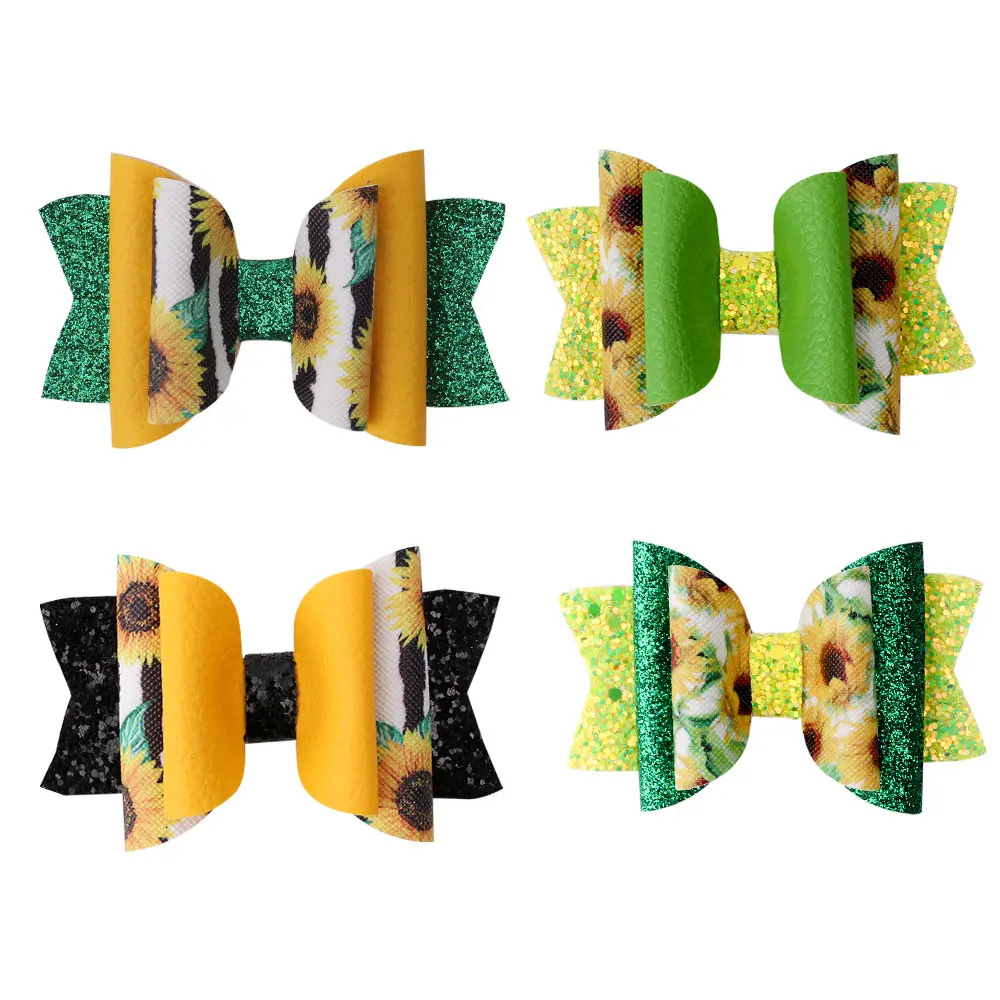 

Заколка для волос для девочек, с блестками и бантом, для танцев, вечеринок, шпильки в форме подсолнечника