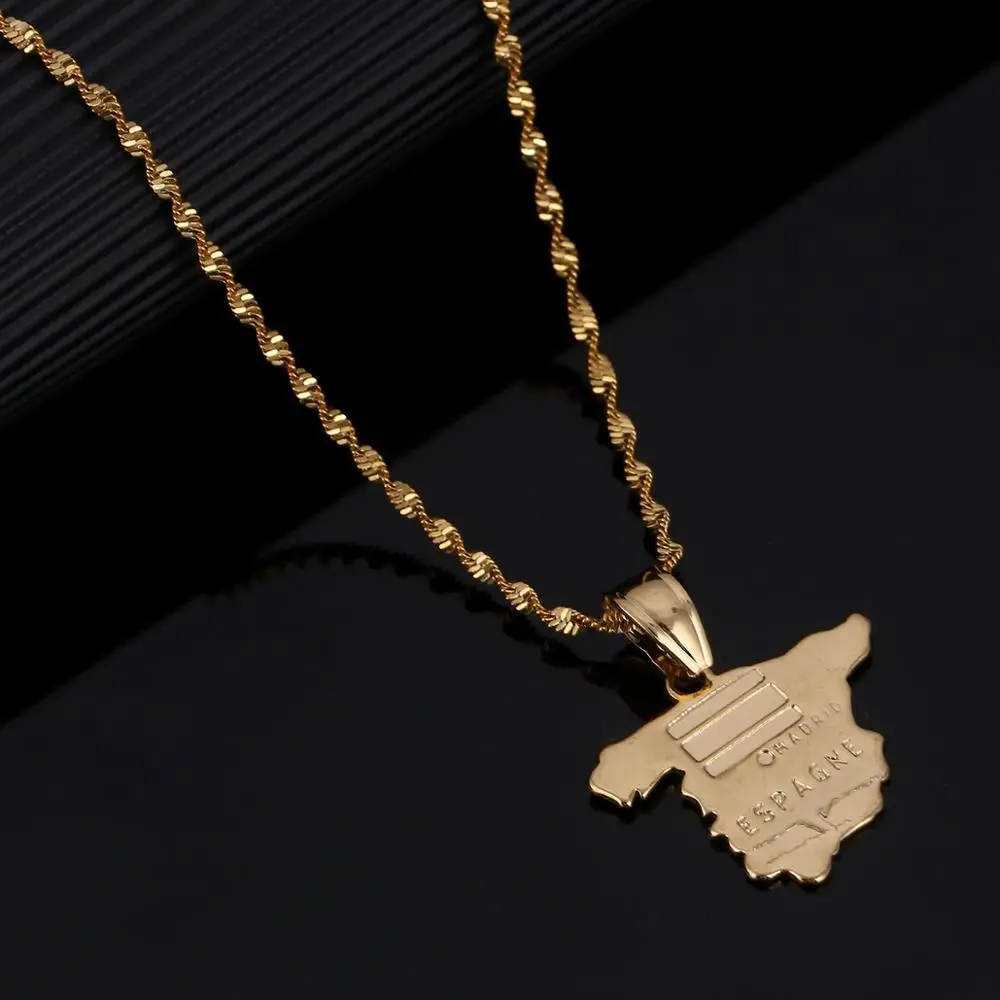 Женское ожерелье с подвеской в виде карты Испании|Ожерелья подвеской| |