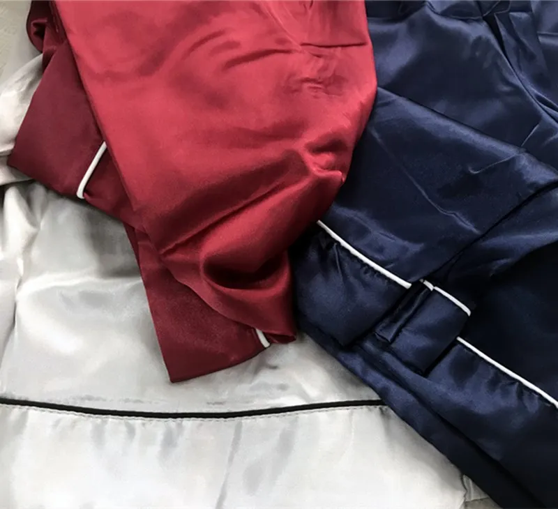 Мужские атласные шелковые пижамы летние для сна Короткие штаны отдыха одежда с