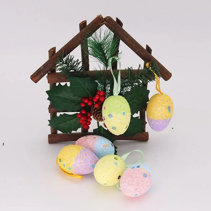 Мода 6 шт. пасхальное вечерние украшения Висячие блестящие повесить яйца подарки
