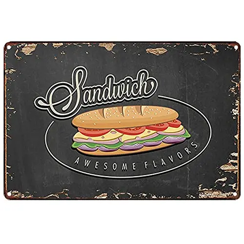 

Original Retro Design Sandwich Tin Metal Signs Wall Art | Thick Tinplate Print Poster Wall Decoration for Kitchen
