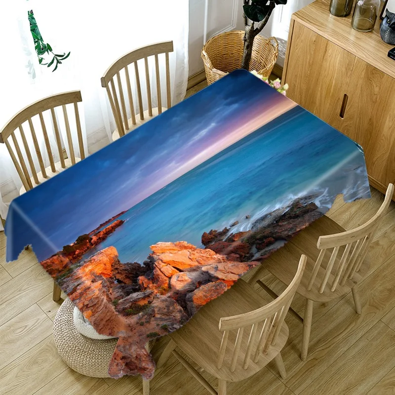 

Mountains Lakes Pattern Tablecloth Dining Table Cloth Rectangular Table Cover Coffee Table Mat for Wedding Party Decor