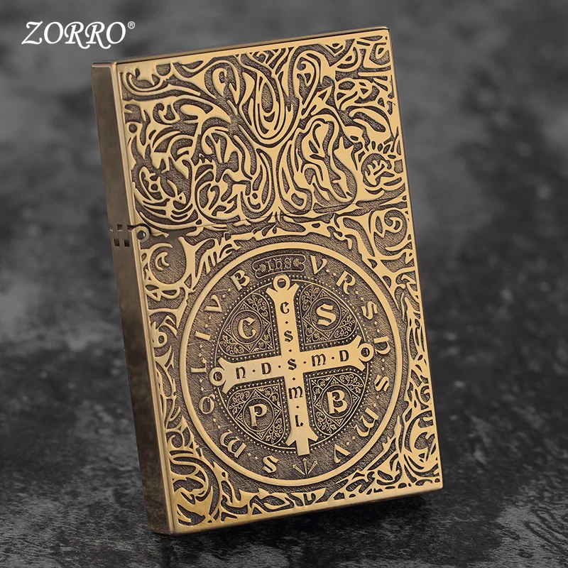 

New High-Grade Kerosene Wheel Flint Lighter Zorro Ultra-Thin Carved Constantine Personalized Creative Gift Collection Men Gifts