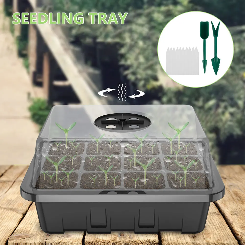 

12 Holes Seedling Tray Plastic Nursery Pot Seed Grow Planter Box Greenhouse Seeding Garden Seed Pot Tray Plant Seedling Tray