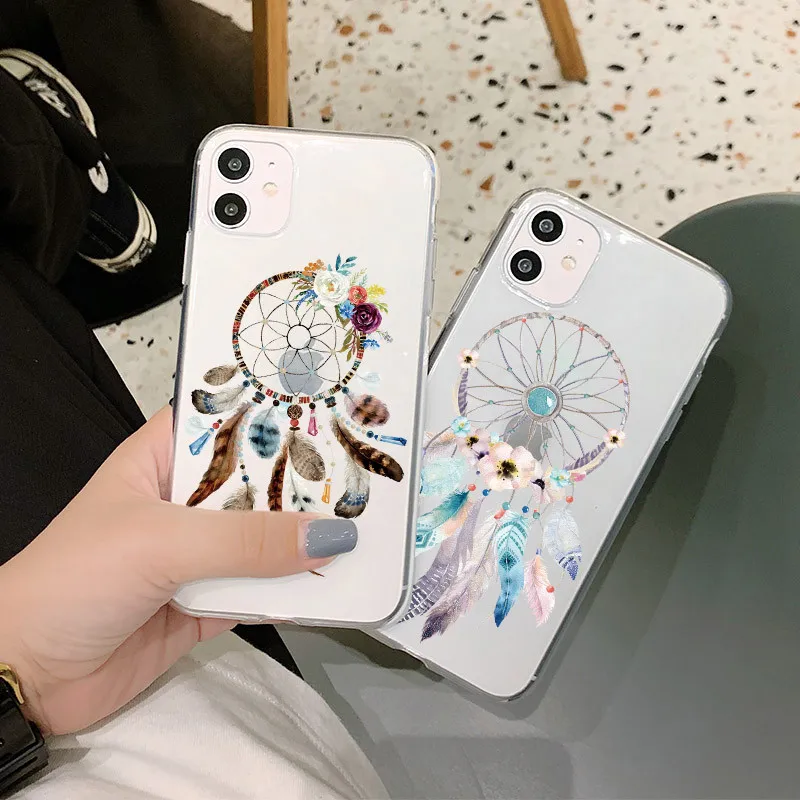 Милый телефонный чехол с колокольчиком и перьями для Samsung A72 A52 A21 A21S A3 A50 A70 A51 A71 S9 S10