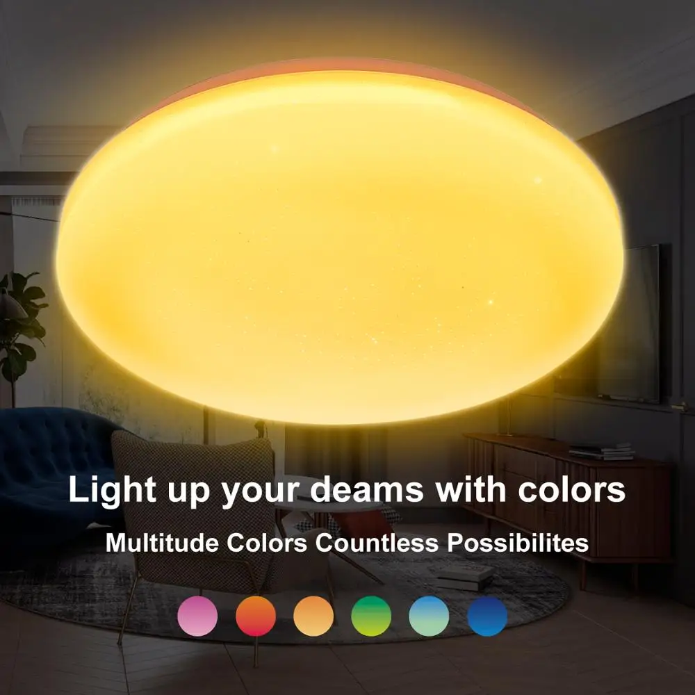 

2020 Smart Lamp Wifi LED Ceiling APP Intelligent Control 36W 220V Dimmable For Living Room Kitchen Kids Bedroom Light Ceiling