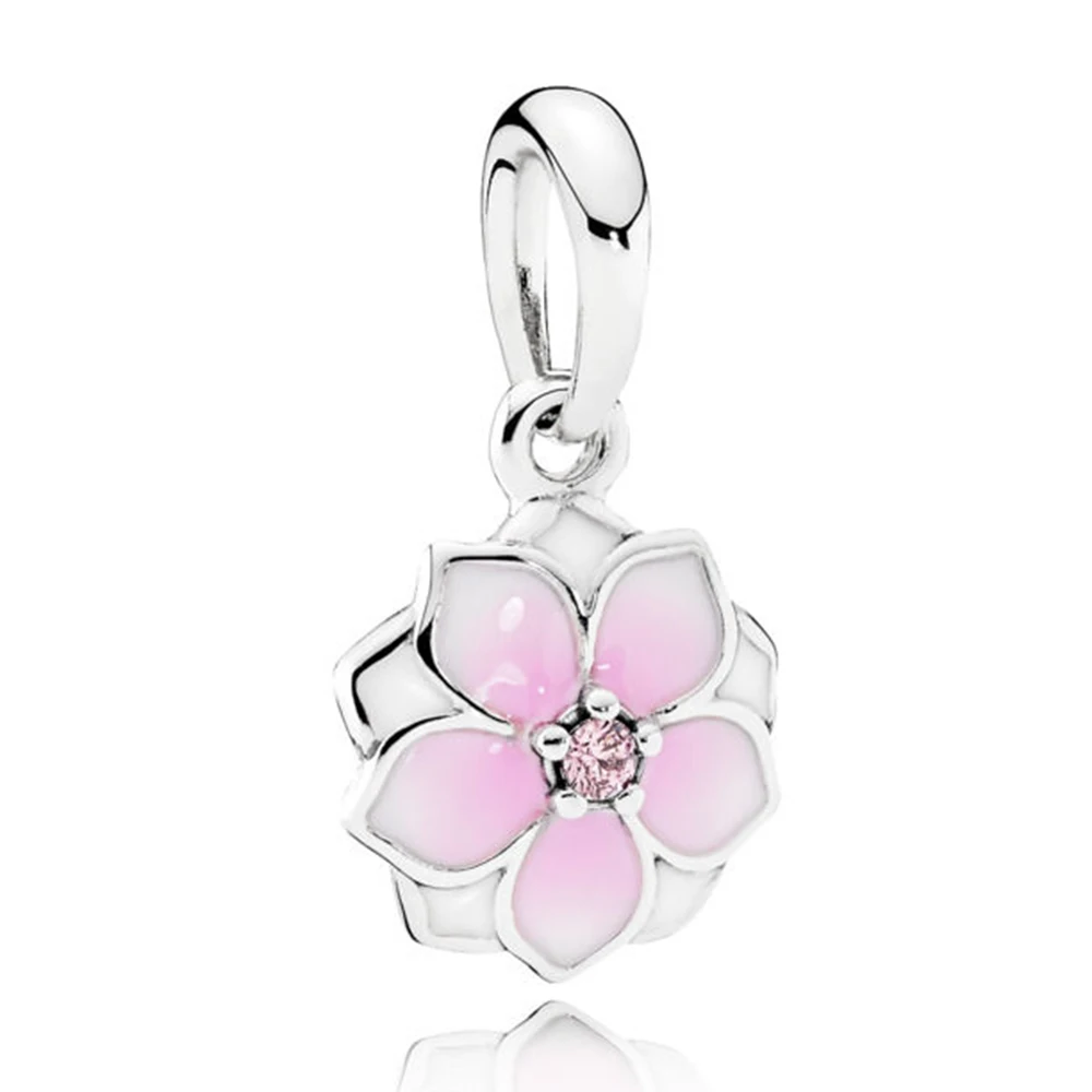 

Magnolia Bloom Charm Dangle Charm 100% Real 925 Sterling Silver Flower Beads Charms Fit Original Bracelet Diy Jewelry